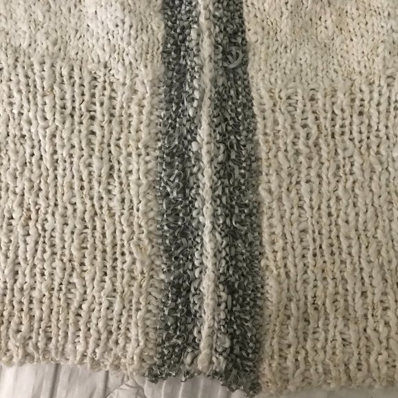 Handmade crocheted sweater; medium-small; one of a kind; off white, silver - Picture 3 of 4